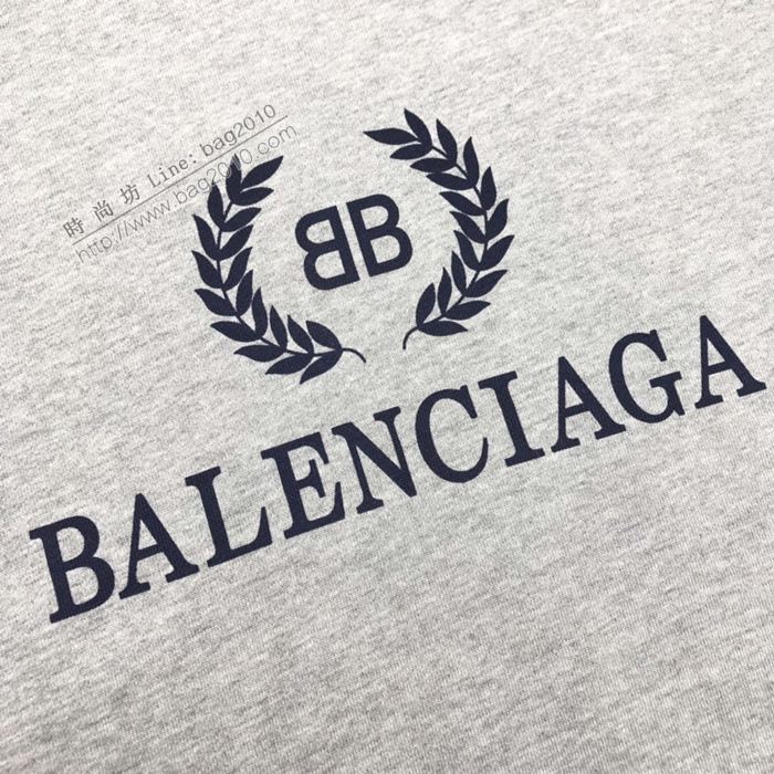 Balenciaga男裝 巴黎世家20年秋冬新款灰色麥穗徽標印花連帽衛衣 男女同款  ydi3110